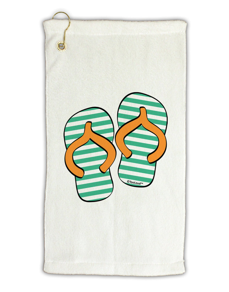 Striped Flip Flops - Teal and Orange Micro Terry Gromet Golf Towel 16 x 25 inch-Golf Towel-TooLoud-White-Davson Sales