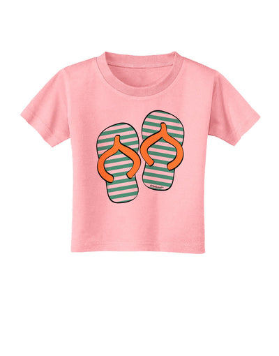 Striped Flip Flops - Teal and Orange Toddler T-Shirt-Toddler T-Shirt-TooLoud-Candy-Pink-2T-Davson Sales