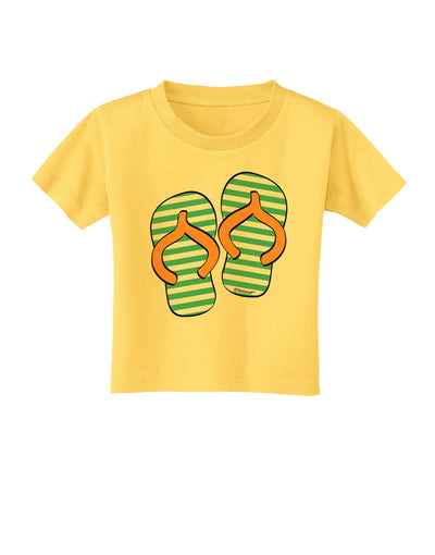 Striped Flip Flops - Teal and Orange Toddler T-Shirt-Toddler T-Shirt-TooLoud-Yellow-2T-Davson Sales