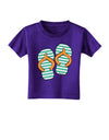 Striped Flip Flops - Teal and Orange Toddler T-Shirt Dark-Toddler T-Shirt-TooLoud-Purple-2T-Davson Sales