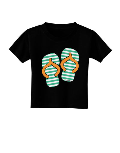 Striped Flip Flops - Teal and Orange Toddler T-Shirt Dark-Toddler T-Shirt-TooLoud-Black-2T-Davson Sales