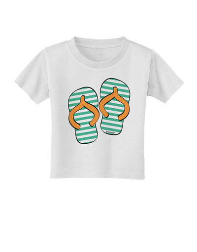 Striped Flip Flops - Teal and Orange Toddler T-Shirt-Toddler T-Shirt-TooLoud-White-2T-Davson Sales