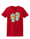 Striped Flip Flops - Teal and Orange Womens Dark T-Shirt-TooLoud-Red-X-Small-Davson Sales