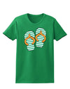 Striped Flip Flops - Teal and Orange Womens Dark T-Shirt-TooLoud-Kelly-Green-X-Small-Davson Sales