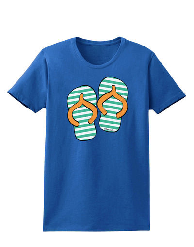 Striped Flip Flops - Teal and Orange Womens Dark T-Shirt-TooLoud-Royal-Blue-X-Small-Davson Sales