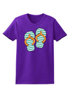 Striped Flip Flops - Teal and Orange Womens Dark T-Shirt-TooLoud-Purple-X-Small-Davson Sales