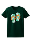 Striped Flip Flops - Teal and Orange Womens Dark T-Shirt-TooLoud-Forest-Green-Small-Davson Sales