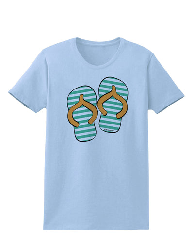 Striped Flip Flops - Teal and Orange Womens T-Shirt-Womens T-Shirt-TooLoud-Light-Blue-X-Small-Davson Sales