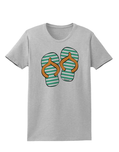 Striped Flip Flops - Teal and Orange Womens T-Shirt-Womens T-Shirt-TooLoud-AshGray-X-Small-Davson Sales