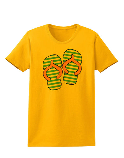 Striped Flip Flops - Teal and Orange Womens T-Shirt-Womens T-Shirt-TooLoud-Gold-X-Small-Davson Sales