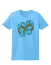 Striped Flip Flops - Teal and Orange Womens T-Shirt-Womens T-Shirt-TooLoud-Aquatic-Blue-X-Small-Davson Sales