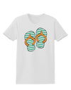 Striped Flip Flops - Teal and Orange Womens T-Shirt-Womens T-Shirt-TooLoud-White-X-Small-Davson Sales