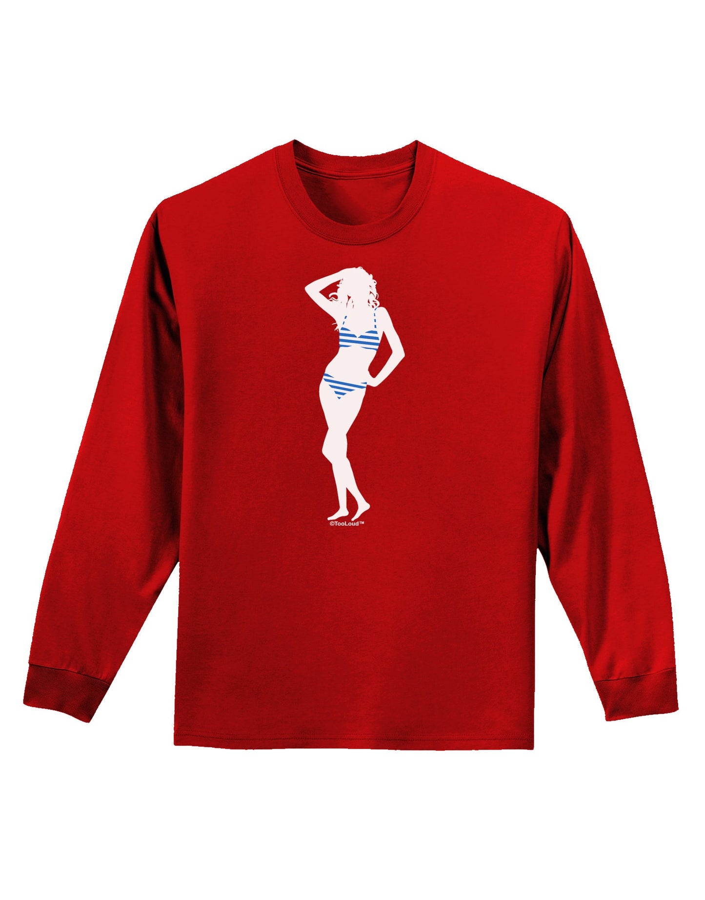 Stripes Bikini Shadow Adult Long Sleeve Dark T-Shirt by TooLoud-TooLoud-Red-Small-Davson Sales