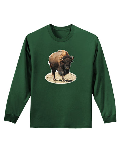 Strong Bison Cutout Adult Long Sleeve Dark T-Shirt-TooLoud-Dark-Green-Small-Davson Sales