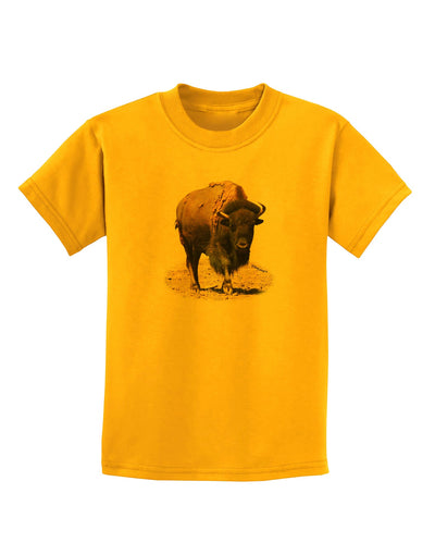 Strong Bison Cutout Childrens T-Shirt-Childrens T-Shirt-TooLoud-Gold-X-Small-Davson Sales