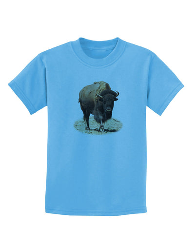 Strong Bison Cutout Childrens T-Shirt-Childrens T-Shirt-TooLoud-Aquatic-Blue-X-Small-Davson Sales