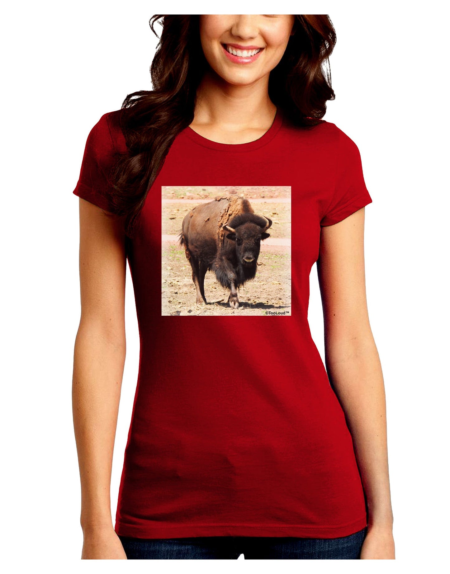 Strong Bison Juniors Petite Crew Dark T-Shirt-T-Shirts Juniors Tops-TooLoud-Red-Juniors Fitted Small-Davson Sales
