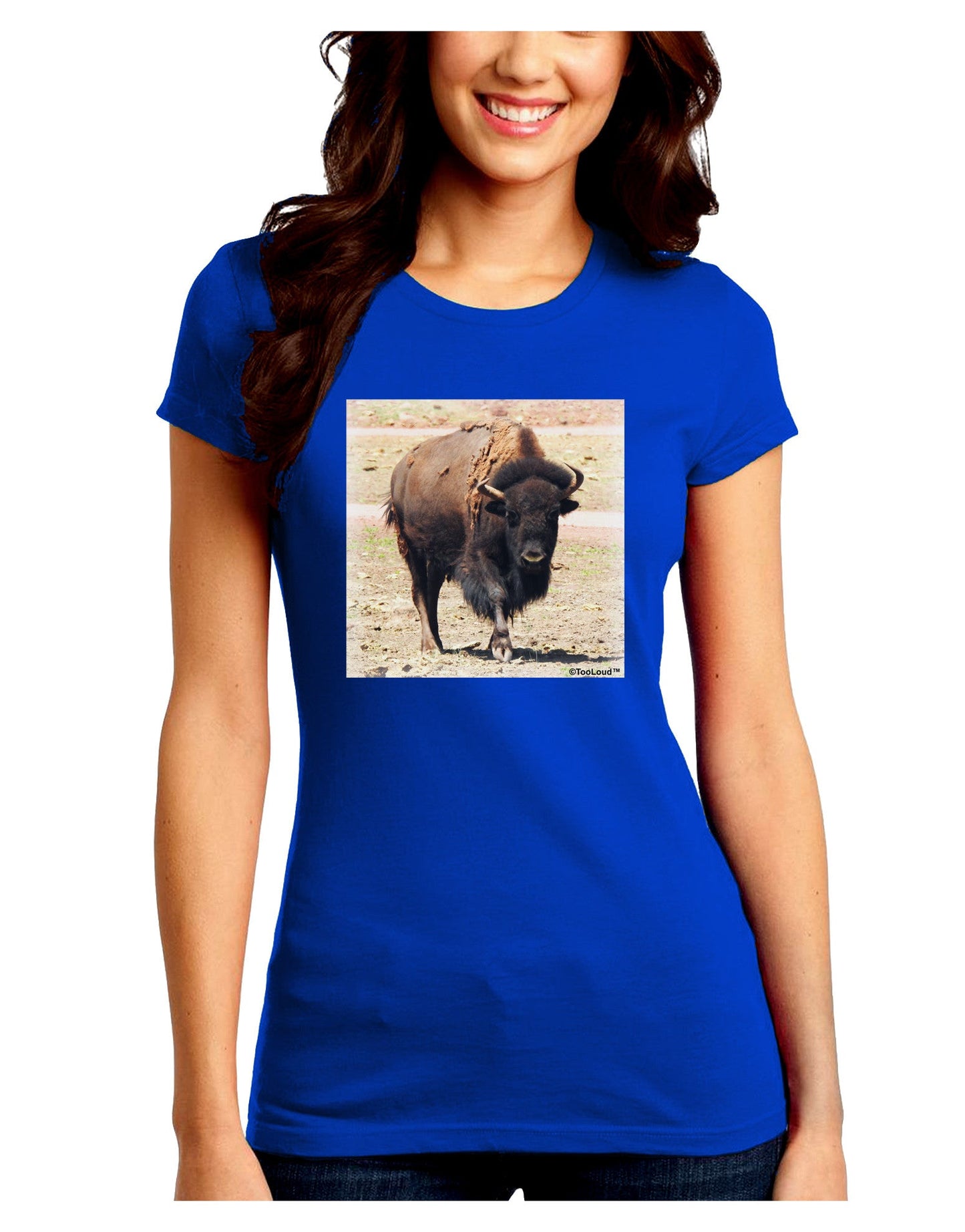 Strong Bison Juniors Petite Crew Dark T-Shirt-T-Shirts Juniors Tops-TooLoud-Royal-Blue-Juniors Fitted Small-Davson Sales
