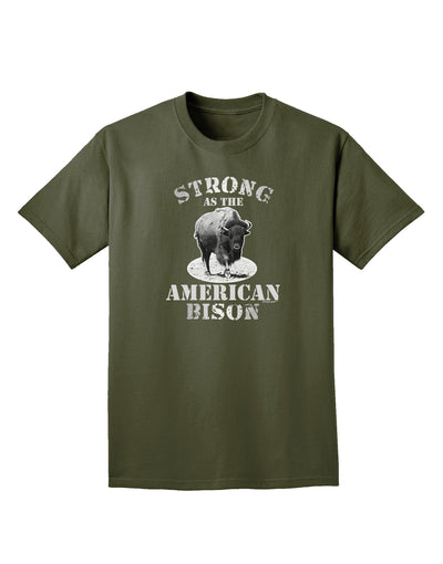 Strong Bison Text Adult Dark T-Shirt-Mens T-Shirt-TooLoud-Military-Green-Small-Davson Sales