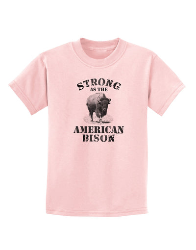 Strong Bison Text Childrens T-Shirt-Childrens T-Shirt-TooLoud-PalePink-X-Small-Davson Sales