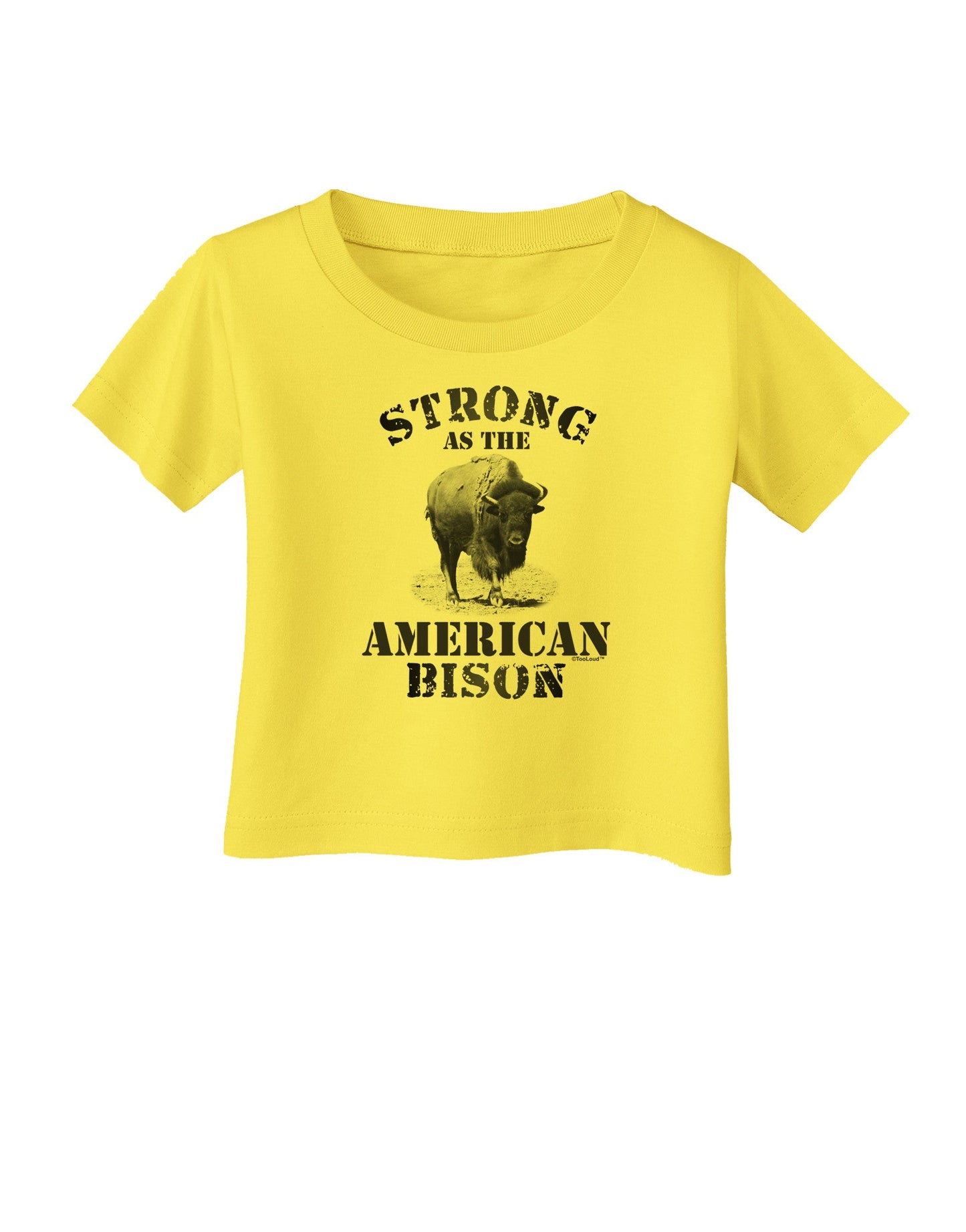 Strong Bison Text Infant T-Shirt-Infant T-Shirt-TooLoud-Yellow-06-Months-Davson Sales