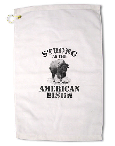 Strong Bison Text Premium Cotton Golf Towel - 16 x 25 inch-Golf Towel-TooLoud-16x25"-Davson Sales