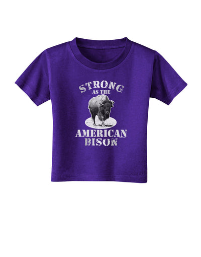 Strong Bison Text Toddler T-Shirt Dark-Toddler T-Shirt-TooLoud-Purple-2T-Davson Sales