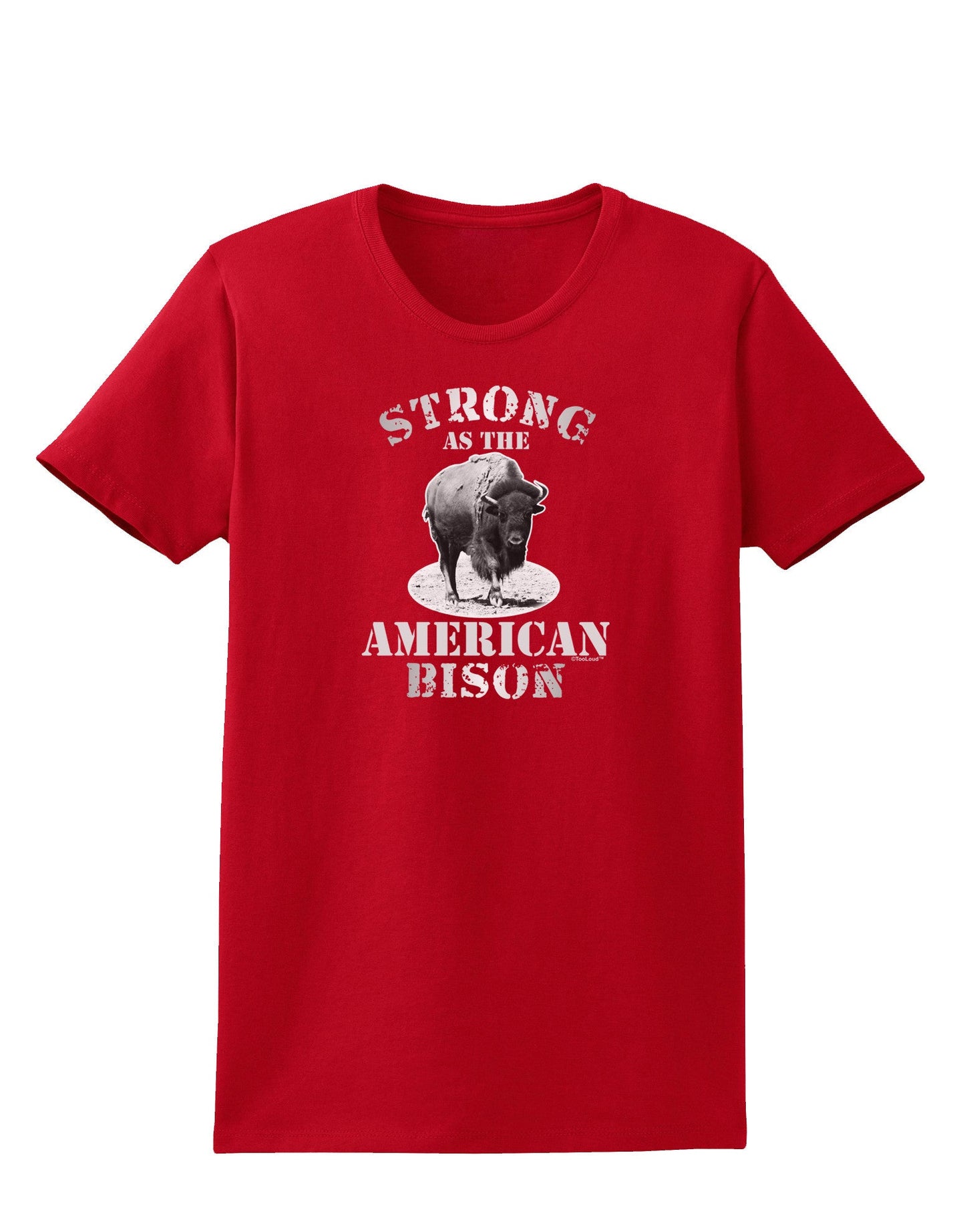 Strong Bison Text Womens Dark T-Shirt-TooLoud-Red-X-Small-Davson Sales