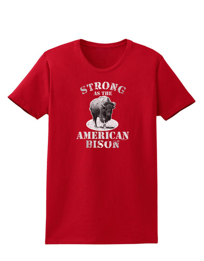 Strong Bison Text Womens Dark T-Shirt-TooLoud-Red-X-Small-Davson Sales