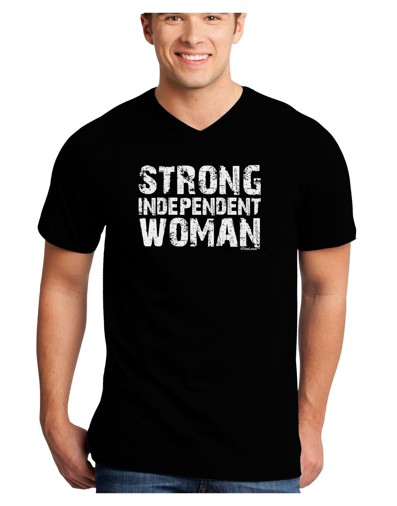 Strong Independent Woman Adult Dark V-Neck T-Shirt-TooLoud-Black-Small-Davson Sales