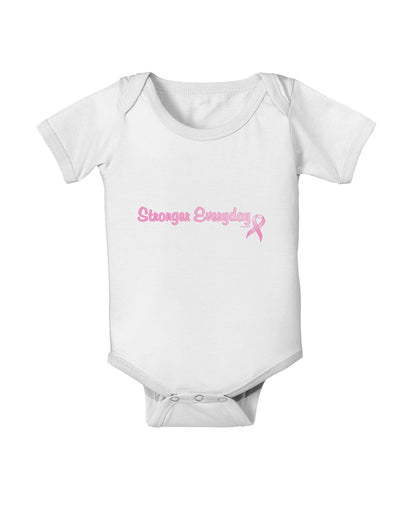 Stronger Everyday Breast Cancer Awareness Ribbon Baby Romper Bodysuit-Baby Romper-TooLoud-White-06-Months-Davson Sales