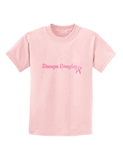 Stronger Everyday Breast Cancer Awareness Ribbon Childrens T-Shirt-Childrens T-Shirt-TooLoud-PalePink-X-Small-Davson Sales