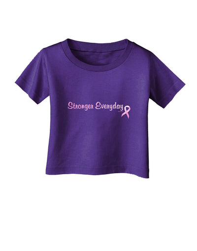 Stronger Everyday Breast Cancer Awareness Ribbon Infant T-Shirt Dark-Infant T-Shirt-TooLoud-Purple-06-Months-Davson Sales