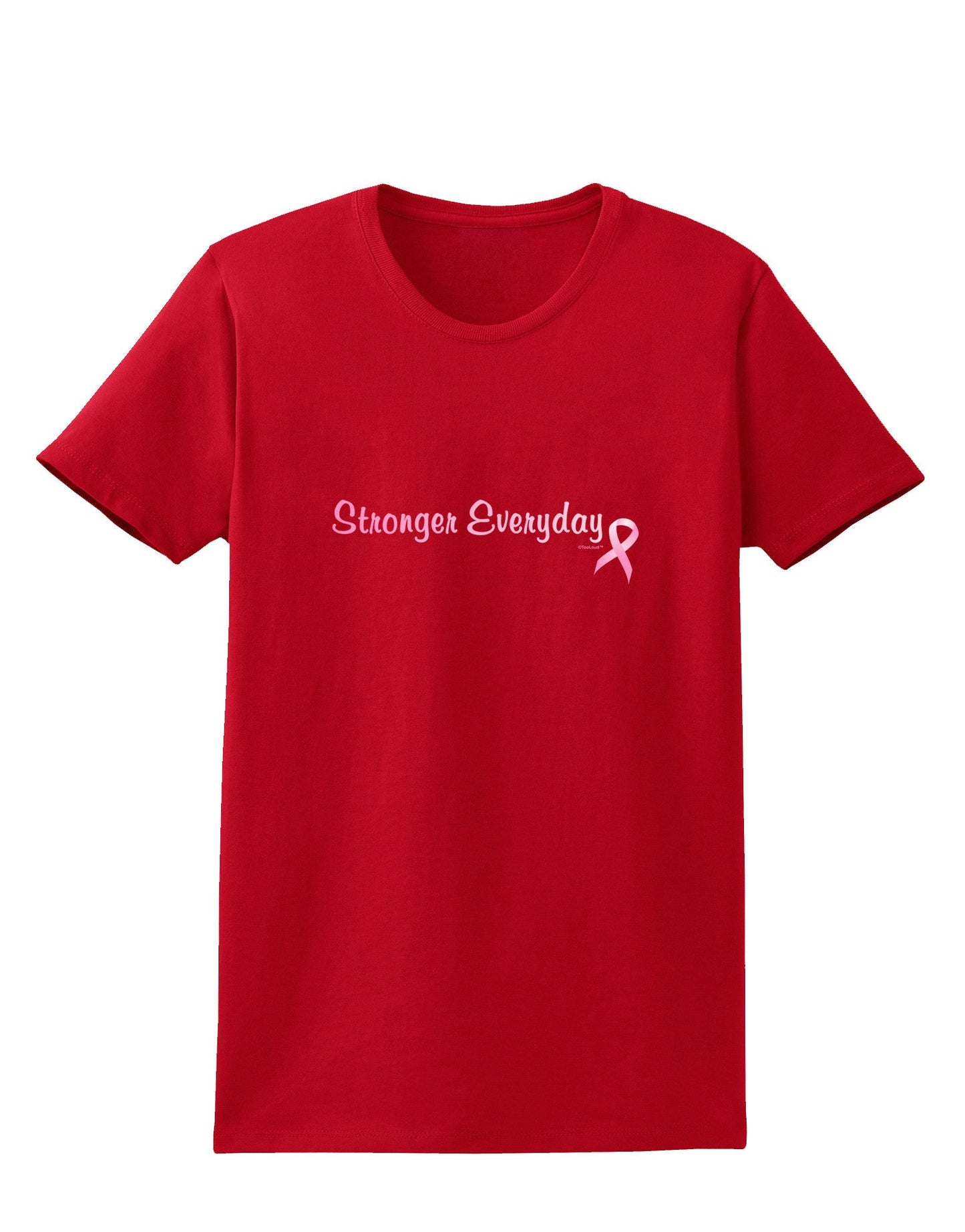 Stronger Everyday Breast Cancer Awareness Ribbon Womens Dark T-Shirt-TooLoud-Red-X-Small-Davson Sales