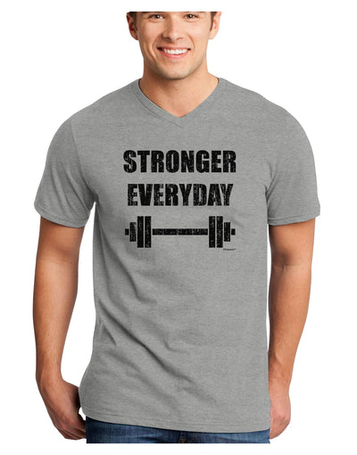 Stronger Everyday Gym Workout Adult V-Neck T-shirt-Mens V-Neck T-Shirt-TooLoud-HeatherGray-Small-Davson Sales