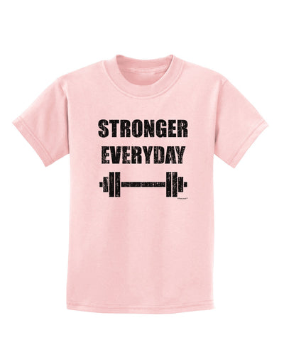 Stronger Everyday Gym Workout Childrens T-Shirt-Childrens T-Shirt-TooLoud-PalePink-X-Small-Davson Sales