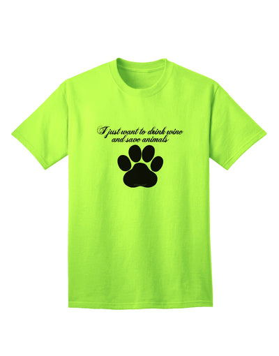 Stylish Adult T-Shirt: Embrace Your Love for Wine and Support Animal Welfare with TooLoud-Mens T-shirts-TooLoud-Neon-Green-Small-Davson Sales