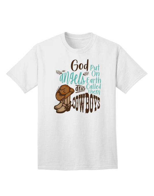 Stylish Adult T-Shirt: Embrace the Spirit of Cowboys with God's Angelic Touch-Mens T-shirts-TooLoud-White-Small-Davson Sales