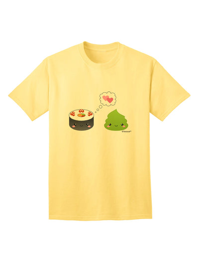 Stylish Adult T-Shirt featuring Adorable Sushi and Wasabi Design by TooLoud-Mens T-shirts-TooLoud-Yellow-Small-Davson Sales