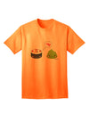 Stylish Adult T-Shirt featuring Adorable Sushi and Wasabi Design by TooLoud-Mens T-shirts-TooLoud-Neon-Orange-Small-Davson Sales