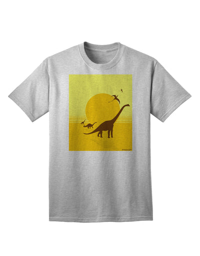 Stylish Adult T-Shirt featuring Brontosaurus and Pterodactyl Silhouettes with Sun Design by TooLoud-Mens T-shirts-TooLoud-AshGray-Small-Davson Sales