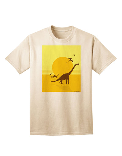 Stylish Adult T-Shirt featuring Brontosaurus and Pterodactyl Silhouettes with Sun Design by TooLoud-Mens T-shirts-TooLoud-Natural-Small-Davson Sales