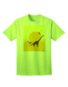 Stylish Adult T-Shirt featuring Brontosaurus and Pterodactyl Silhouettes with Sun Design by TooLoud-Mens T-shirts-TooLoud-Neon-Green-Small-Davson Sales