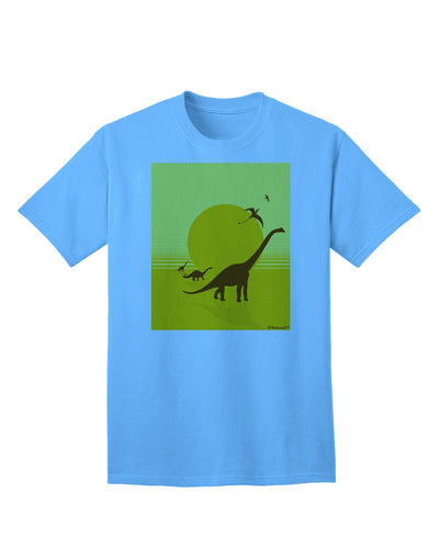 Stylish Adult T-Shirt featuring Brontosaurus and Pterodactyl Silhouettes with Sun Design by TooLoud-Mens T-shirts-TooLoud-Aquatic-Blue-Small-Davson Sales