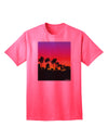 Stylish Adult T-Shirt featuring Palm Trees and Sunset Design by TooLoud-Mens T-shirts-TooLoud-Neon-Pink-Small-Davson Sales