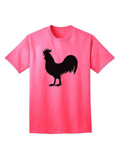 Stylish Adult T-Shirt featuring Rooster Silhouette Design-Mens T-shirts-TooLoud-Neon-Pink-Small-Davson Sales