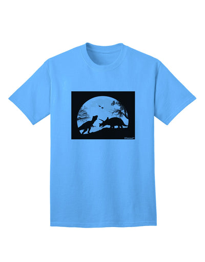 Stylish Adult T-Shirt featuring T-Rex and Triceratops Silhouettes Design by TooLoud-Mens T-shirts-TooLoud-Aquatic-Blue-Small-Davson Sales