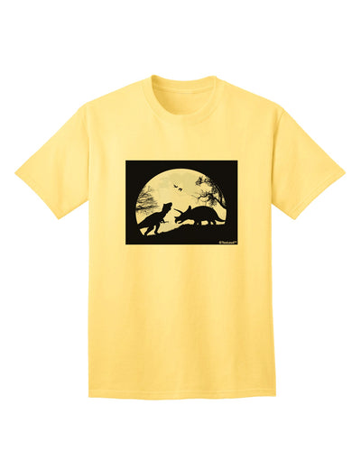 Stylish Adult T-Shirt featuring T-Rex and Triceratops Silhouettes Design by TooLoud-Mens T-shirts-TooLoud-Yellow-Small-Davson Sales