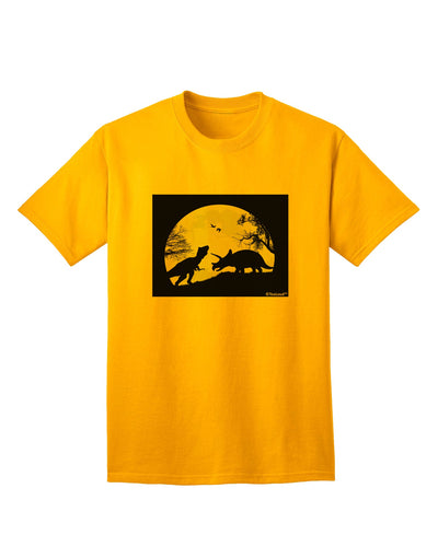 Stylish Adult T-Shirt featuring T-Rex and Triceratops Silhouettes Design by TooLoud-Mens T-shirts-TooLoud-Gold-Small-Davson Sales