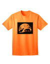 Stylish Adult T-Shirt featuring T-Rex and Triceratops Silhouettes Design by TooLoud-Mens T-shirts-TooLoud-Neon-Orange-Small-Davson Sales